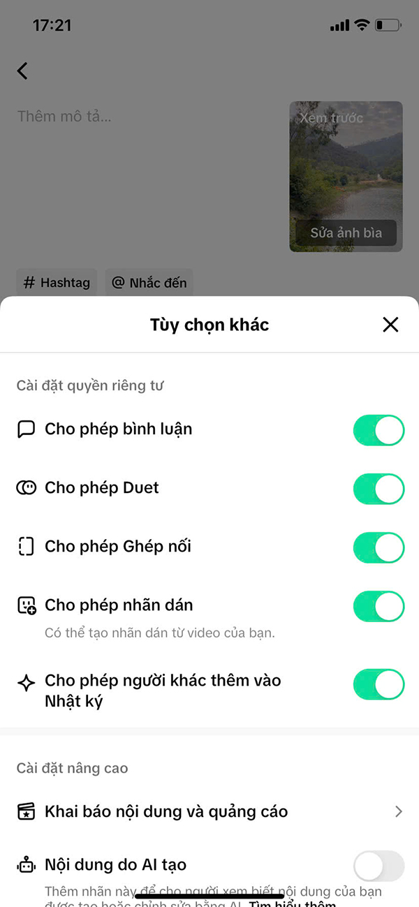 Cho phép bình luận